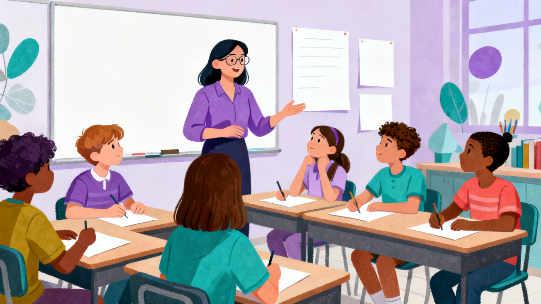 Teacher and students using compare arguments questions in a classroom discussion