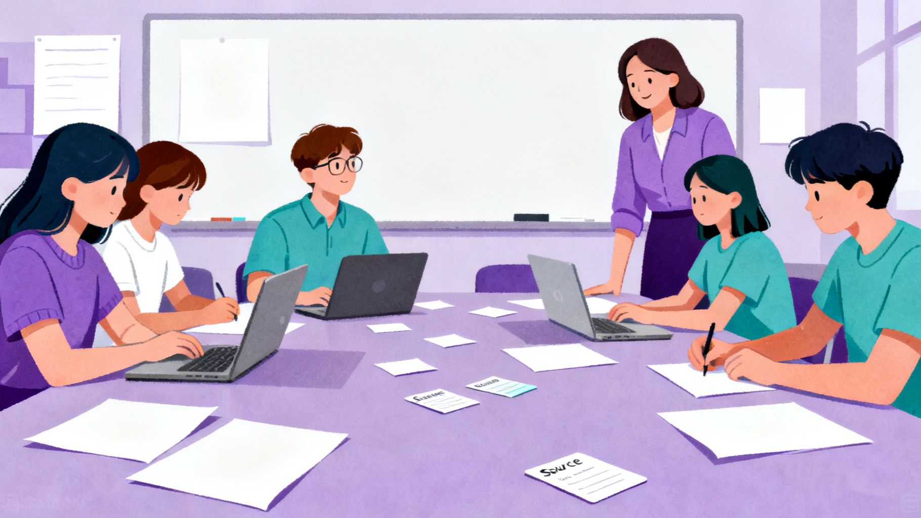 Students comparing evidence and questions for critical thinking activities for adults