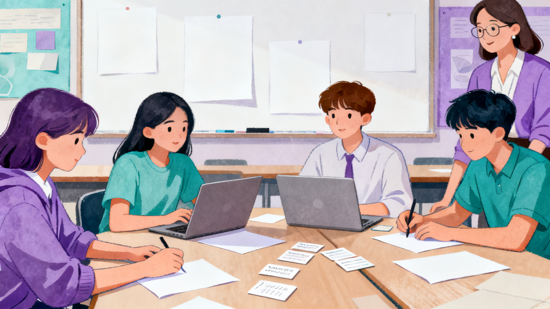 Students comparing evidence and questions for decision-making exercises